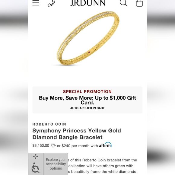 Authentic New Roberto Coin Diamond Symphony Princess Bangle In 18kt Rose Gold - Picture 12 of 16